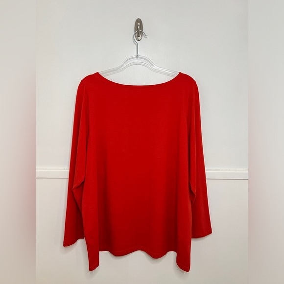 Universal Standard Red Pima Cotton Long Sleeve Bella Boatneck T-Shirt - Picture 8 of 14
